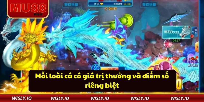 Bắn Cá Rùa Xanh MU88 - Trò Chơi Vừa Vui Vừa Có Thưởng Mỗi loài cá có giá trị thưởng và điểm số riêng biệt